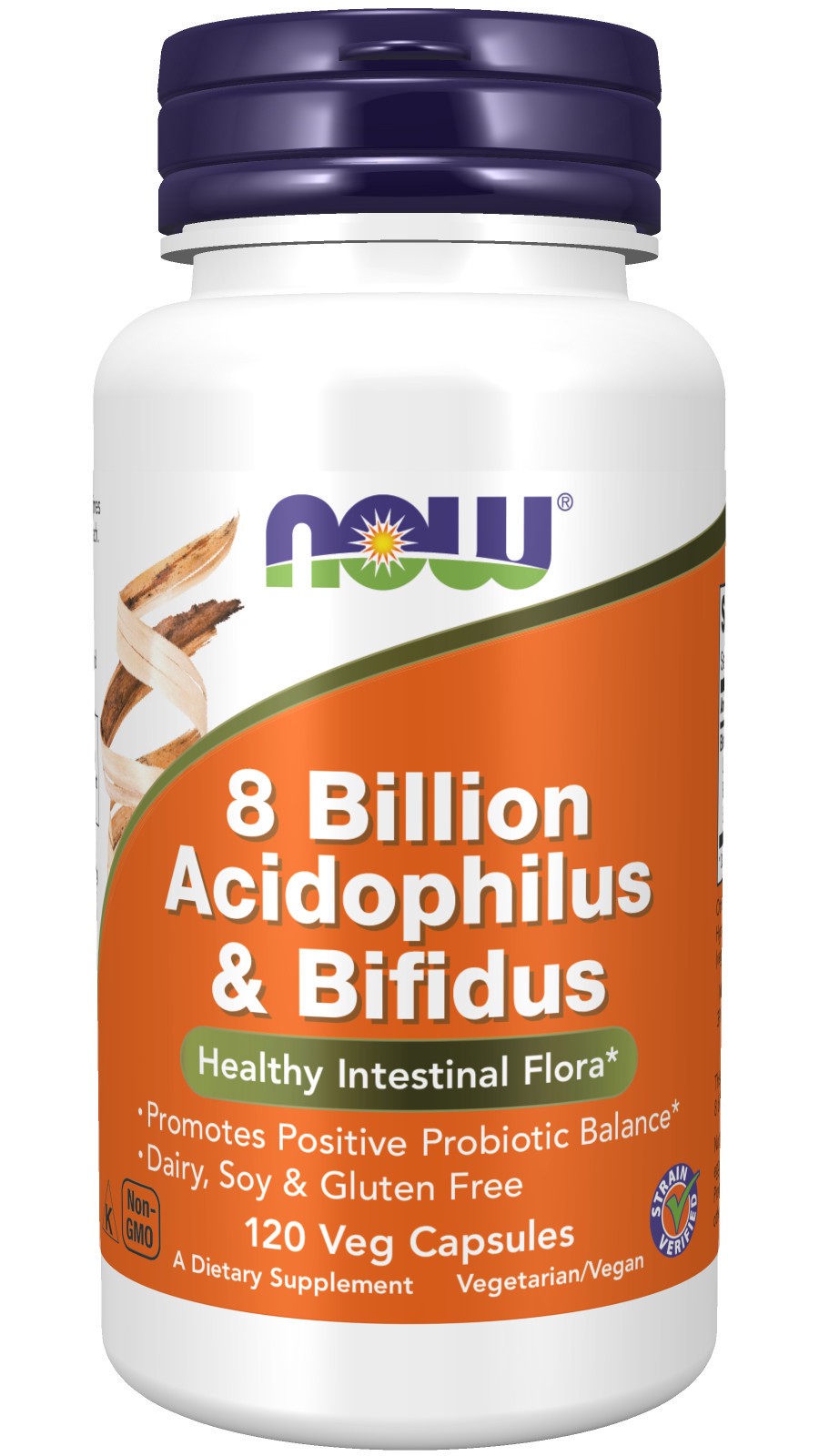 slide 1 of 4, NOW Supplements 8 Billion Acidophilus & Bifidus - 120 Veg Capsules, 120 ct