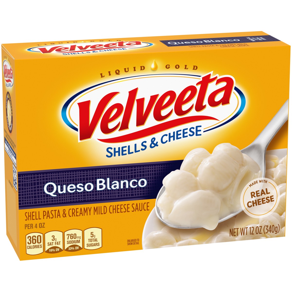 slide 6 of 9, Velveeta Shells & Cheese Queso Blanco Shell Pasta & Cheese Sauce, 12 oz Box, 12 oz