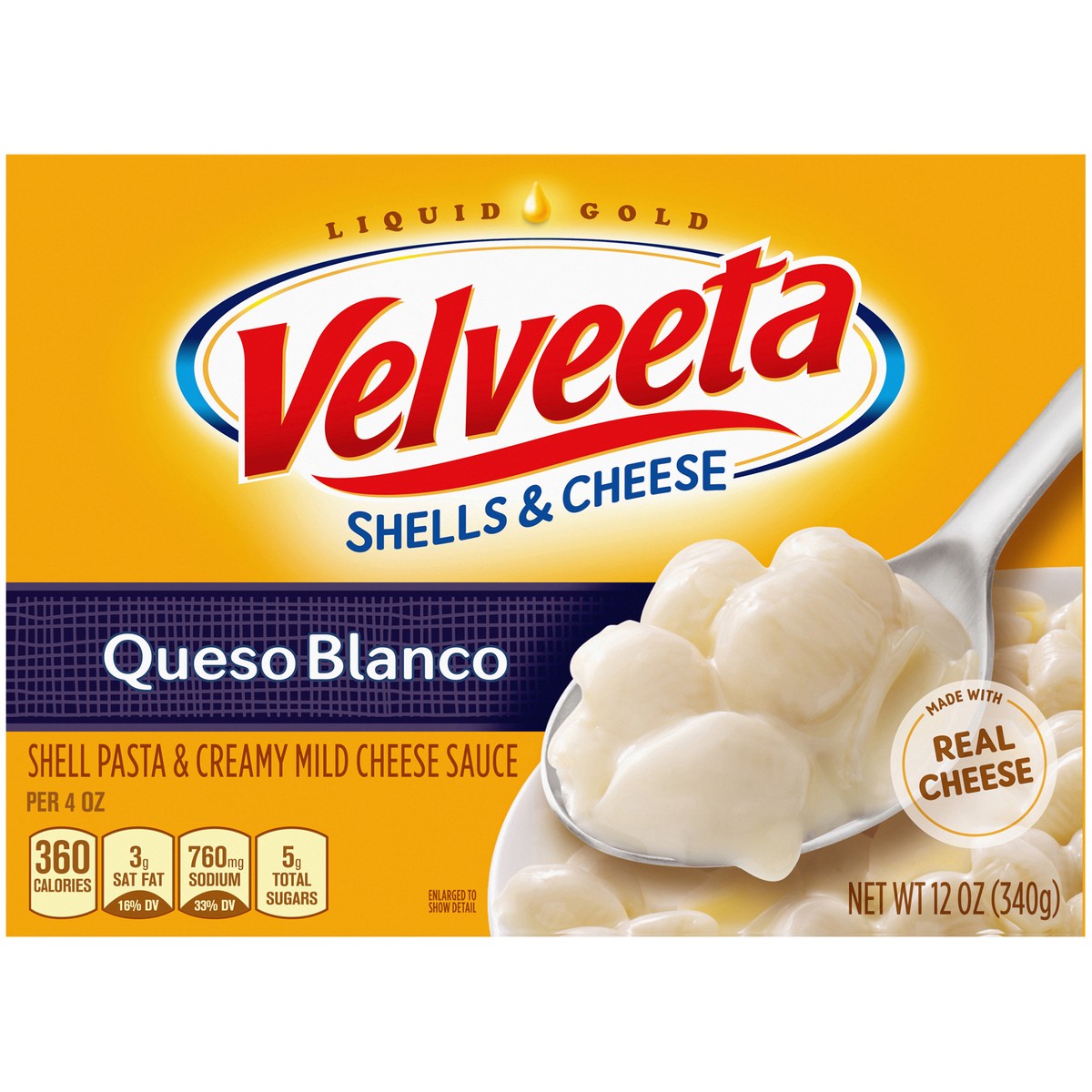 slide 4 of 9, Velveeta Shells & Cheese Queso Blanco Shell Pasta & Cheese Sauce, 12 oz Box, 12 oz