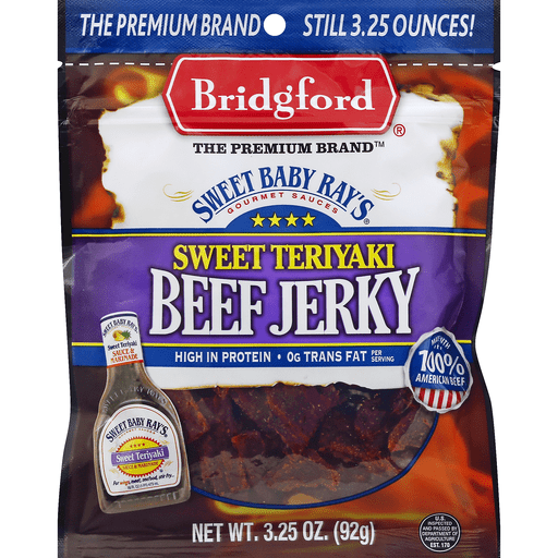 slide 2 of 2, Bridgford Beef Jerky, Sweet Teriyaki, 3.25 oz