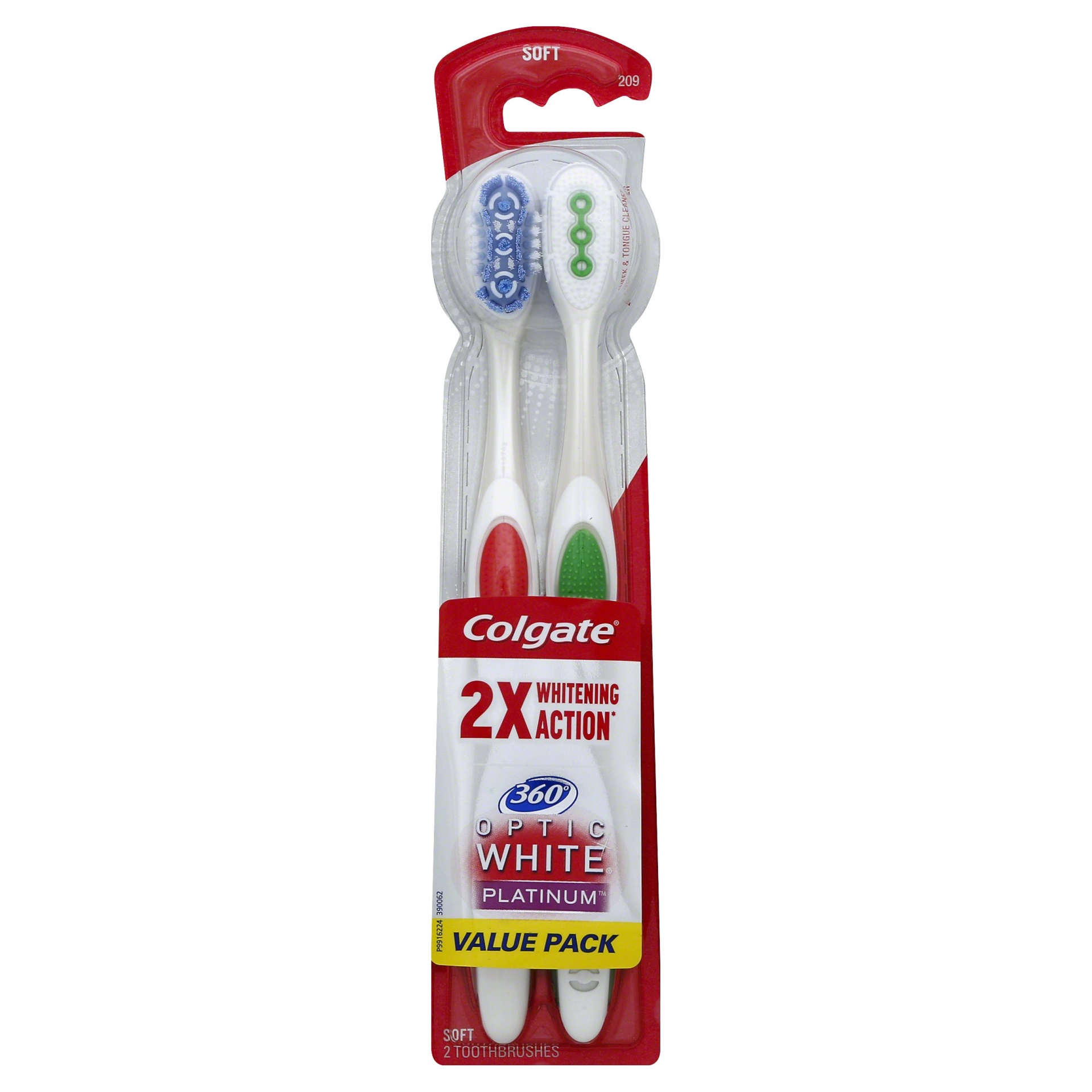 slide 1 of 1, Colgate 360 Optic White Platinum Soft Manual Toothbrush Value Pack, 2 ct