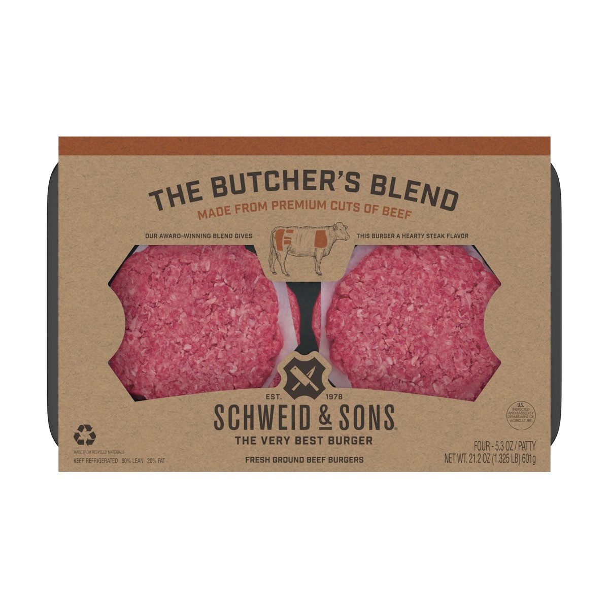 slide 1 of 11, Schweid & Sons Beef Burgers, 4 ct