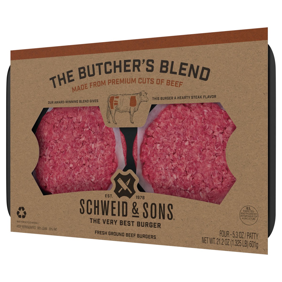 slide 11 of 11, Schweid & Sons Butcher's Blend Fresh Ground Beef Burgers 4 ea, 4 ct