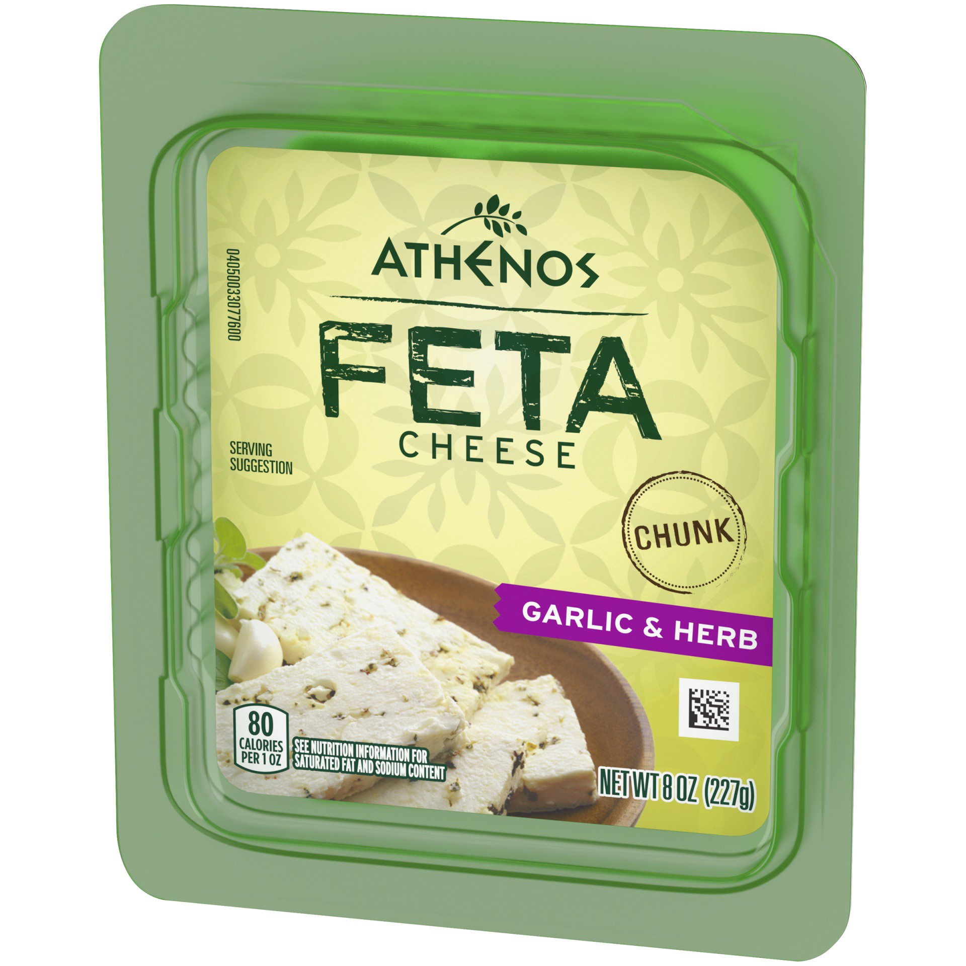 slide 3 of 6, Athenos Feta Chunk Cheese with Garlic & Herb, 8 oz