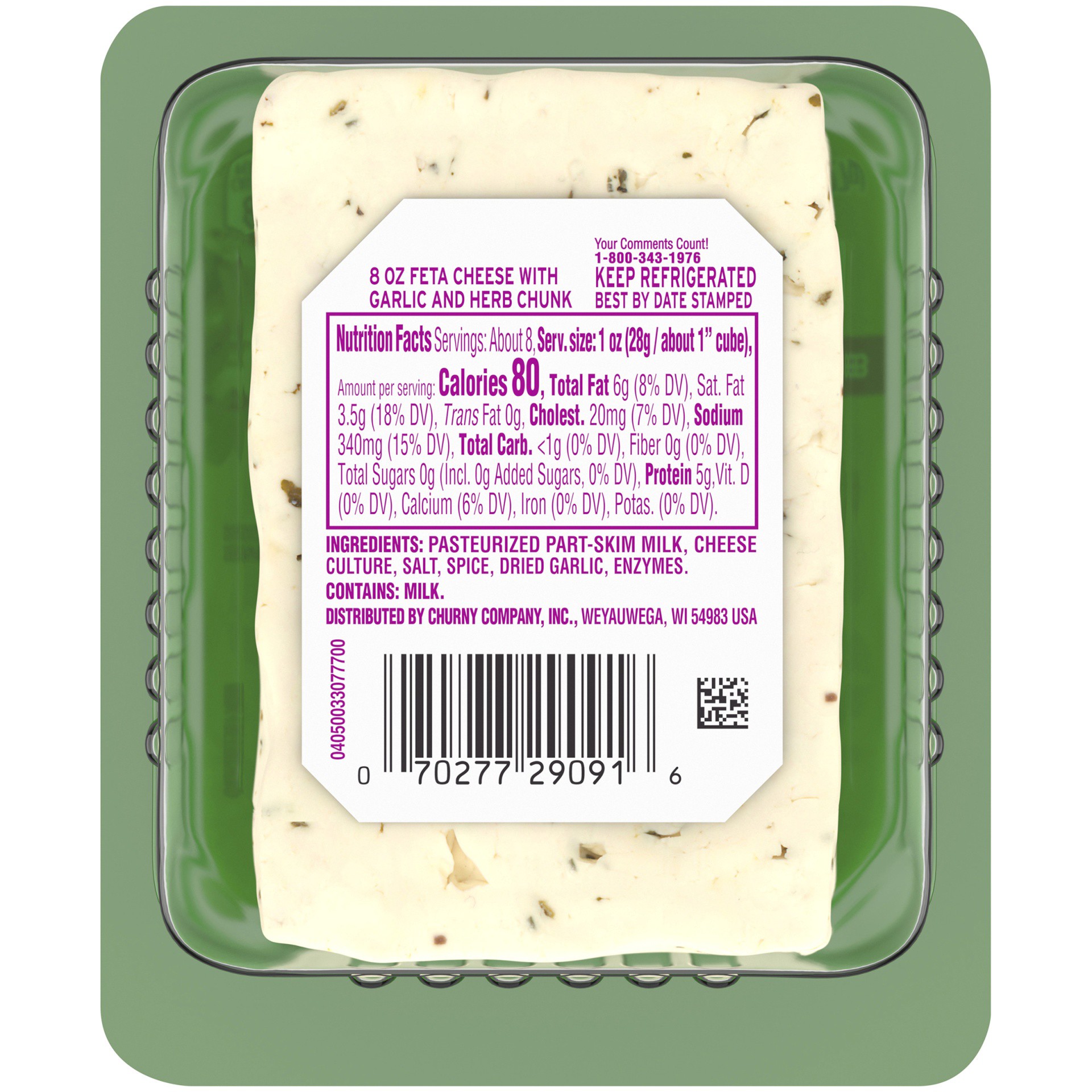 slide 4 of 6, Athenos Feta Chunk Cheese with Garlic & Herb, 8 oz