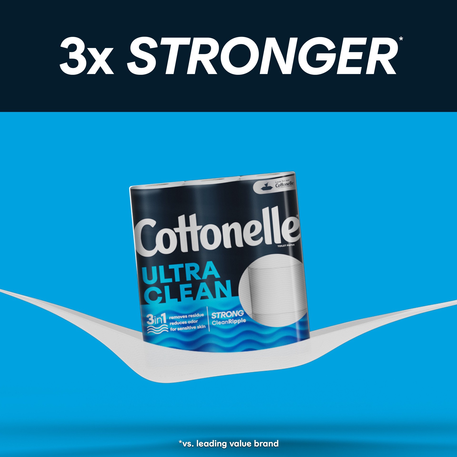 slide 4 of 5, Cottonelle Ultra Clean Toilet Paper, Strong Toilet Tissue, 4 Mega Rolls (4 Mega Rolls = 16 Regular Rolls), 312 Sheets per Roll, 4 ct