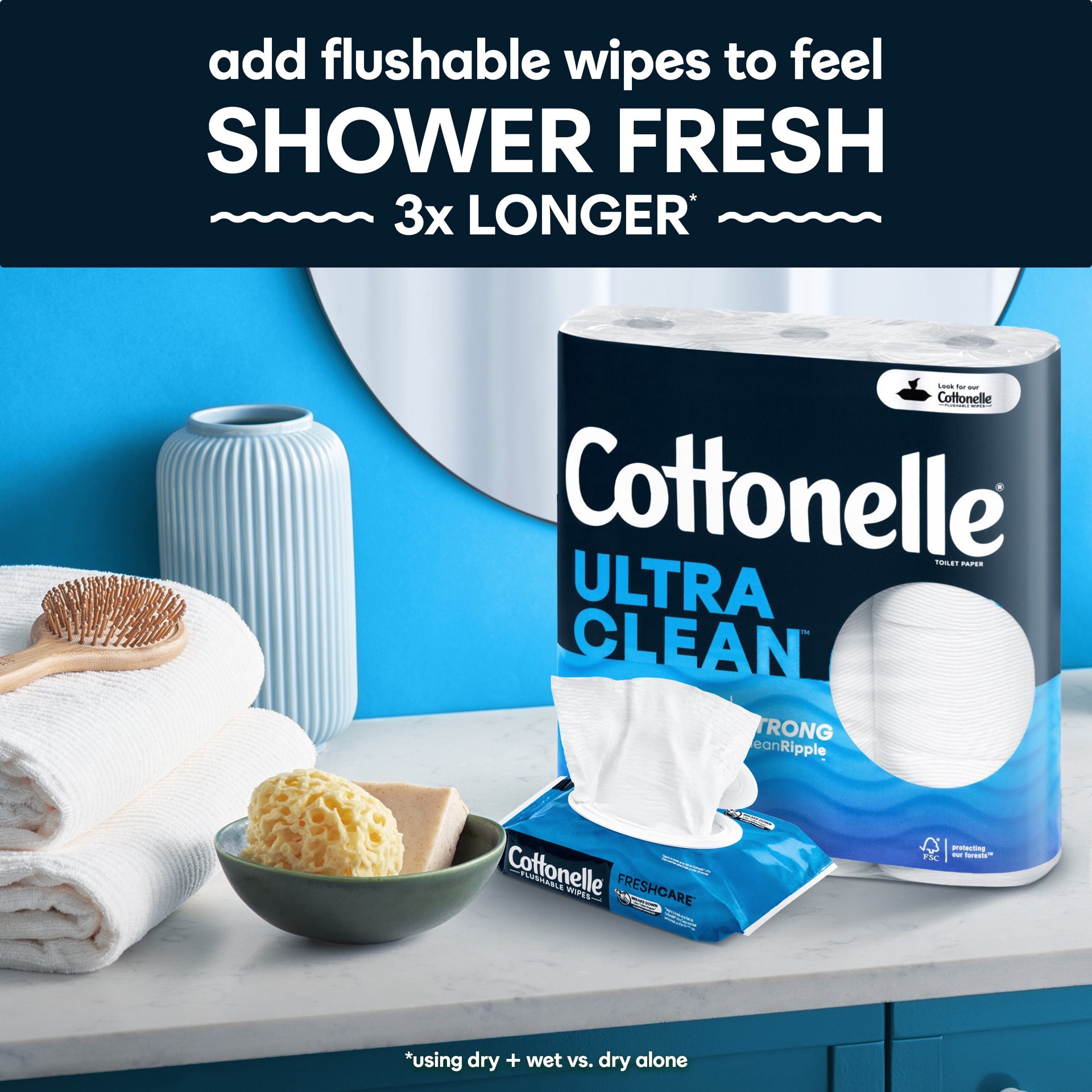 slide 3 of 5, Cottonelle Ultra Clean Toilet Paper, Strong Toilet Tissue, 4 Mega Rolls (4 Mega Rolls = 16 Regular Rolls), 312 Sheets per Roll, 4 ct