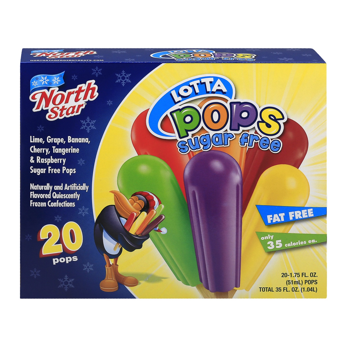 slide 1 of 1, North Star Sugar-Free Lotta Pops - Orange/Cherry/Root Beer/Grape/Banana/Lime, 20 ct