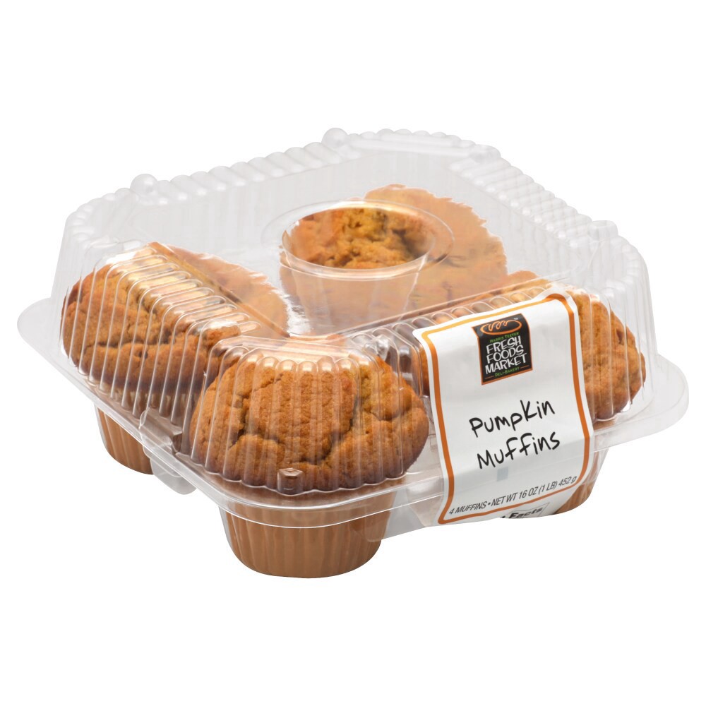 slide 1 of 1, Harris Teeter Fresh Foods Market Jumbo Pumpkin Muffins, 4 ct