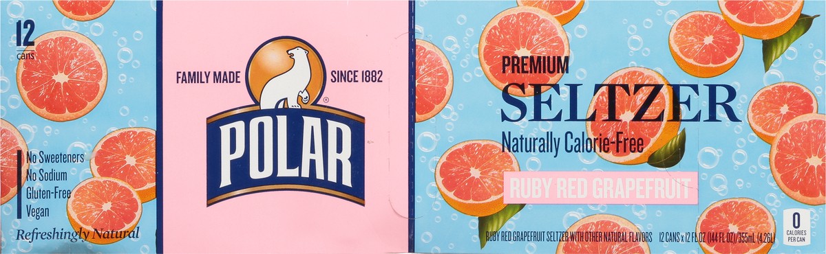 slide 1 of 14, Polar Premium Ruby Red Grapefruit Seltzer 12 Cans - 12 ct, 12 ct