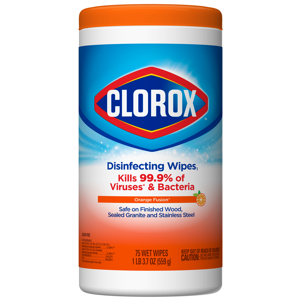 slide 1 of 2, Clorox Orange Fusion Disinfecting Wipes, 75 ct