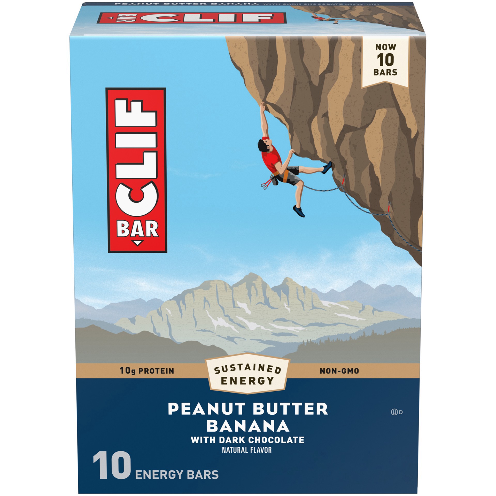 slide 1 of 1, CLIF BAR - Peanut Butter Banana with Dark Chocolate Flavor - Made with Organic Oats - 10g Protein - Non-GMO - Plant Based - Energy Bars - 2.4 oz. (10 Pack) - 10 ct; 2.4 oz, 10 ct; 2.4 oz