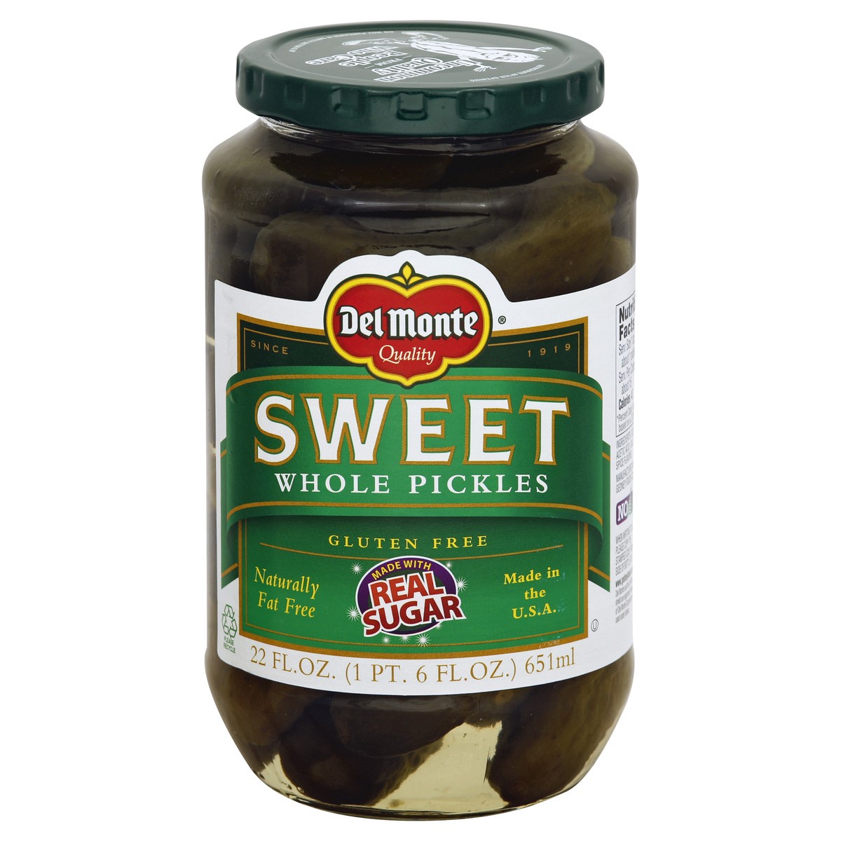 slide 3 of 3, Del Monte Pickles Whole Sweet - 22 Fl. Oz., 