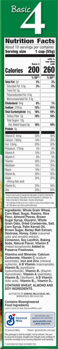 slide 13 of 13, Basic 4 Heart Healthy Cereal, Fruit and Nut Fiber Cereal with Whole Grain, 19.8 oz, 19.8 oz