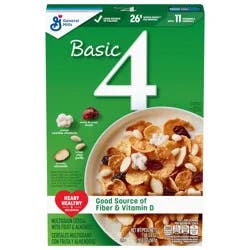 Basic 4 Heart Healthy Cereal, Fruit and Nut Fiber Cereal with Whole Grain, 19.8 oz