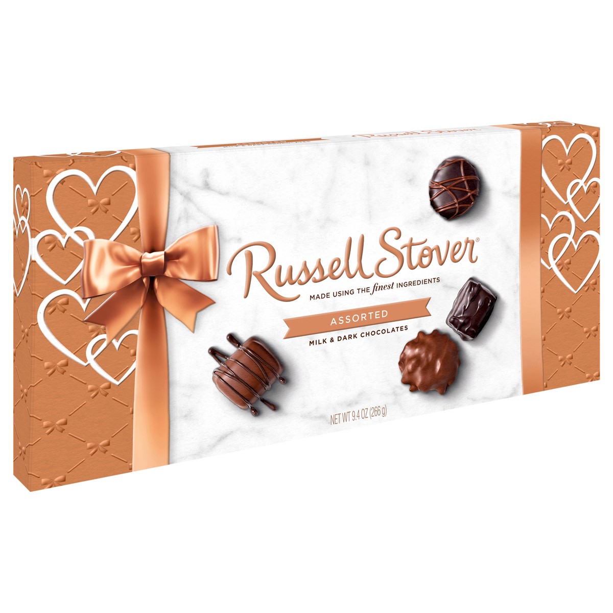 slide 4 of 8, RUSSELL STOVER Valentine's Day Assorted Milk & Dark Chocolate Gift Box, 9.4 oz. (16 pieces), 9.4 oz