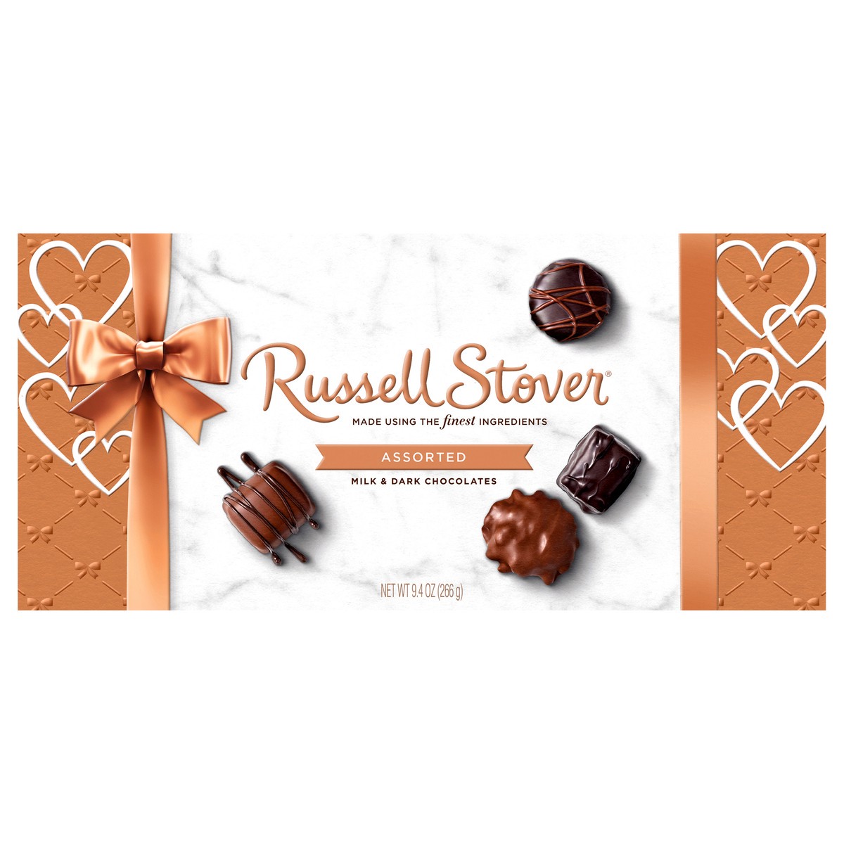 slide 1 of 8, RUSSELL STOVER Valentine's Day Assorted Milk & Dark Chocolate Gift Box, 9.4 oz. (16 pieces), 9.4 oz