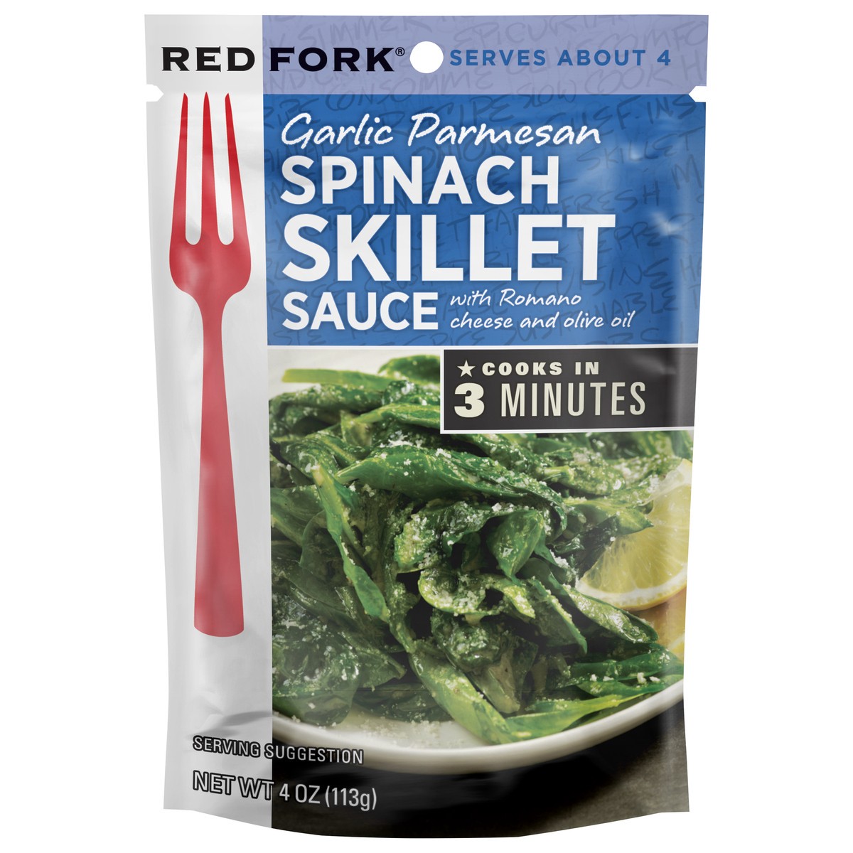 slide 1 of 3, Red Fork Garlic Parmesan Spinach Skillet Sauce, 4 Ounce, 4 oz