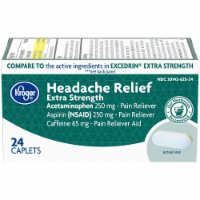 slide 1 of 1, Kroger Extra Strength Headache Relief Caplets, 24 ct