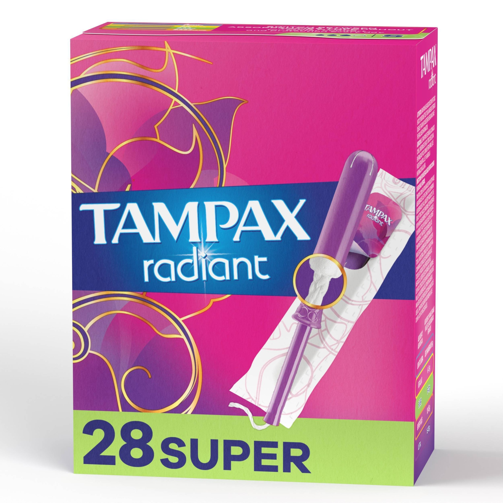 slide 1 of 4, Tampax Radiant Super Unscented Plastic Tampons, 32 ct
