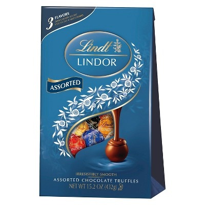 slide 1 of 1, Lindt Lindor Assorted Chocolate Truffles, 15.2 oz