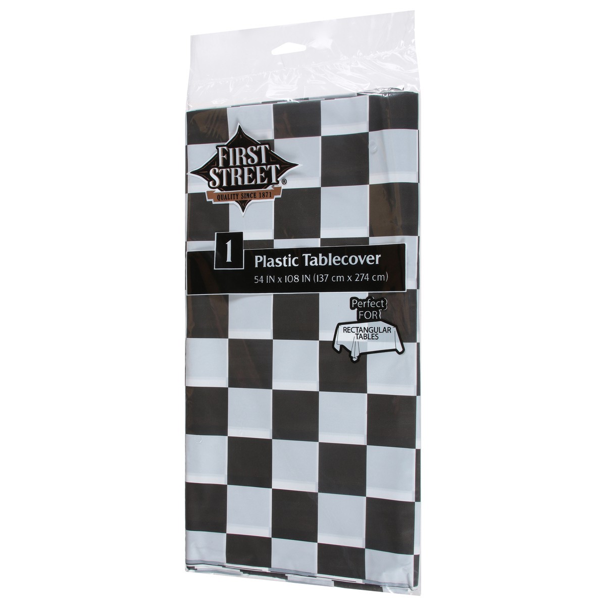 slide 6 of 12, First Street Fs Paper Art Black Check Plastic Tbl Cov 54X108, 1 ct