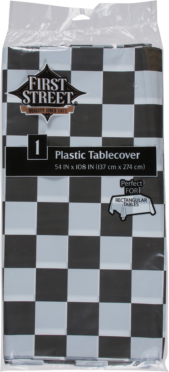 slide 8 of 12, First Street Fs Paper Art Black Check Plastic Tbl Cov 54X108, 1 ct