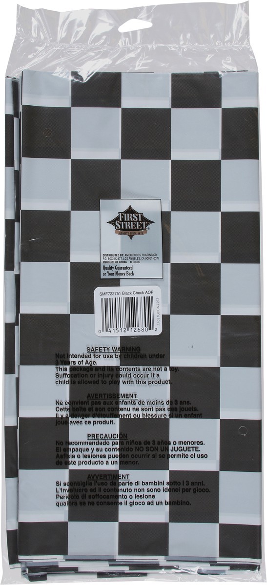slide 11 of 12, First Street Fs Paper Art Black Check Plastic Tbl Cov 54X108, 1 ct