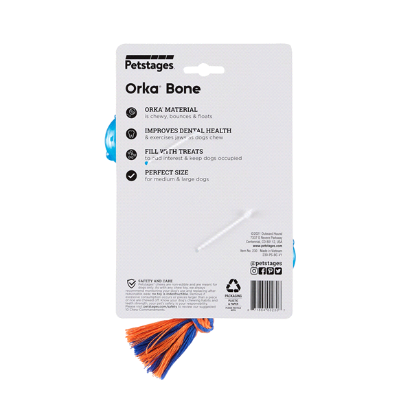 slide 4 of 25, Petstages Orka Bone Blu LG, LG