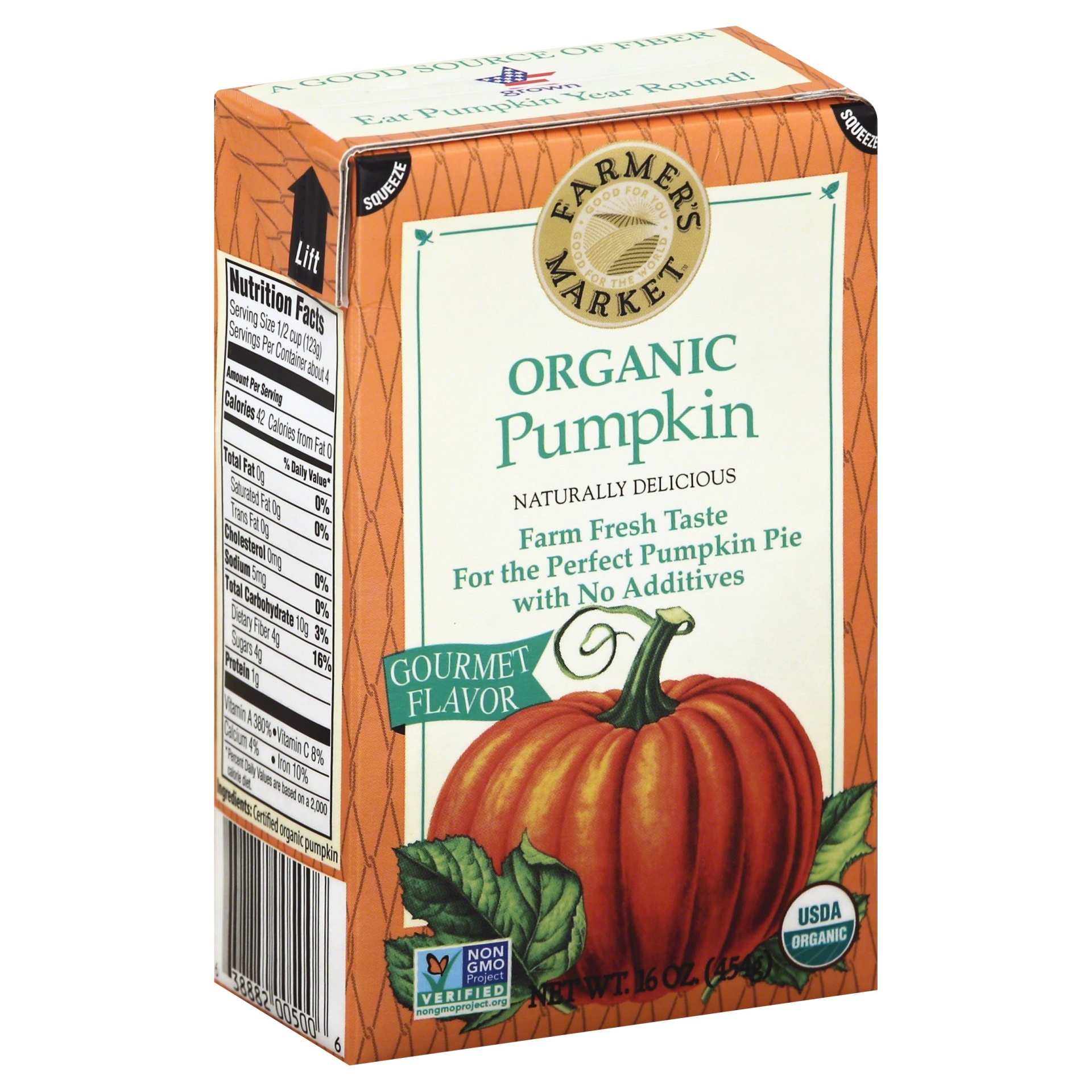 slide 1 of 4, Farmer's Market Organic Pumpkin Puree, 16 oz
