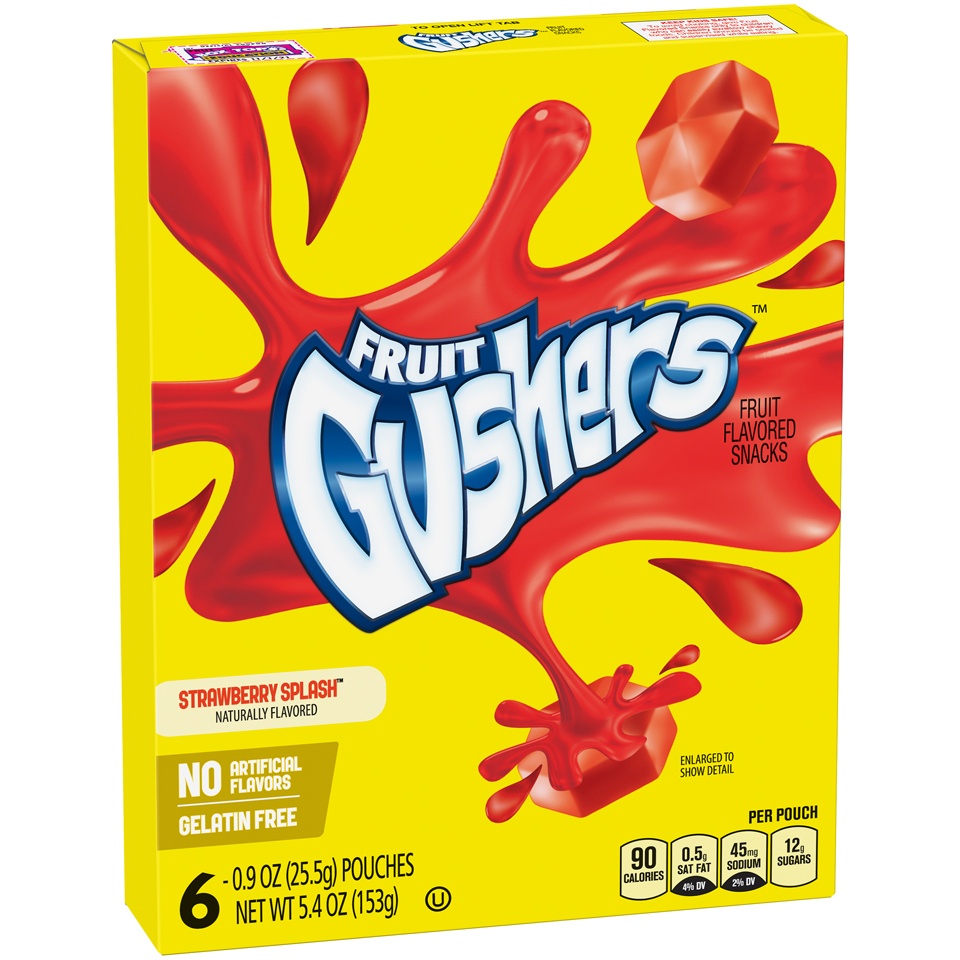 slide 1 of 1, Betty Crocker Fruit Gushers, Strawberry Splash Naturally Flavored Pouch, 6 ct; 0.9 oz