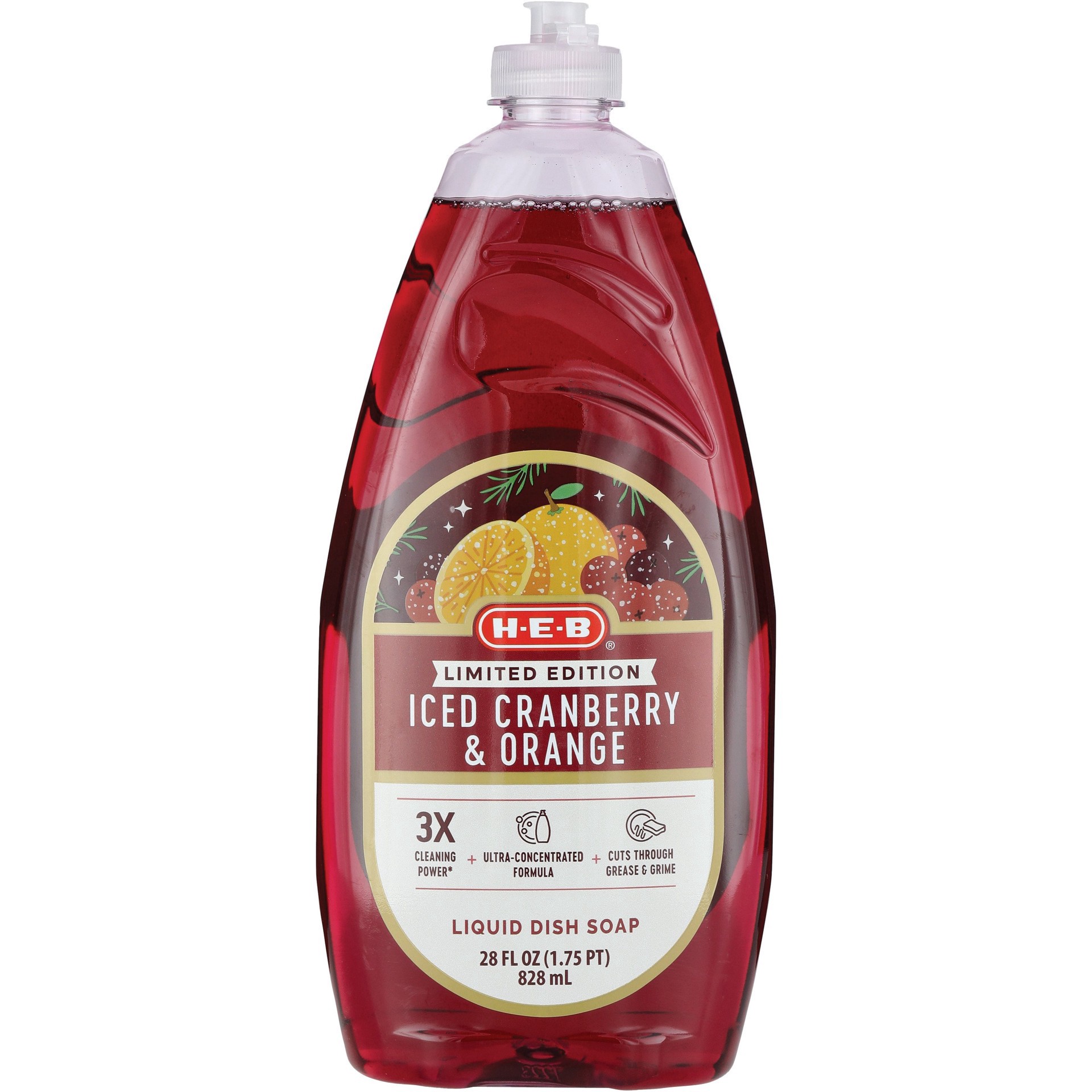 slide 1 of 1, H-E-B Limited Edition Dish Soap - Cranberry & Orange, 28 oz