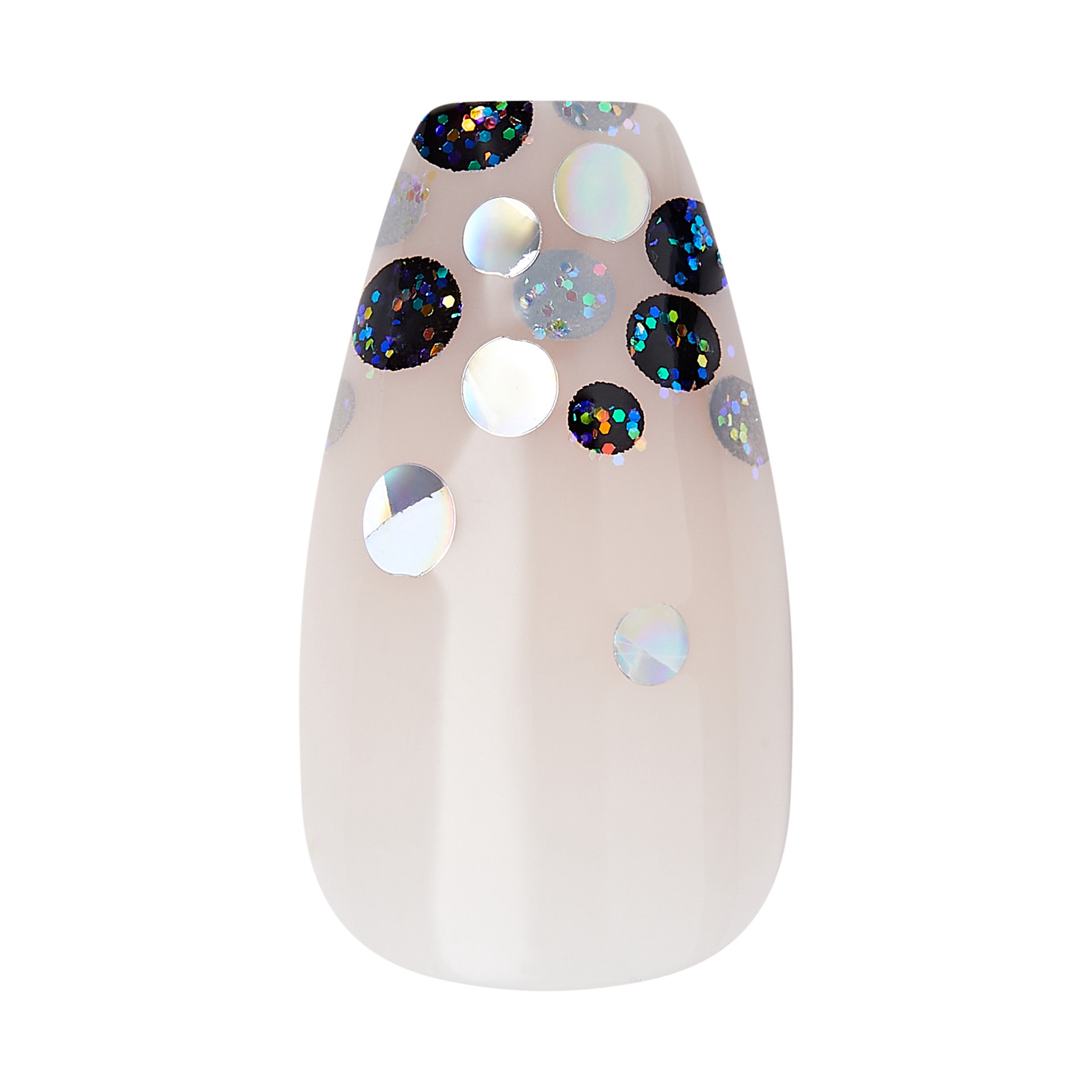 slide 4 of 5, KISS Voguish Fantasy Halloween Press-On Nails, Black & Silver, Medium, Coffin, 31 Ct., 1 ct