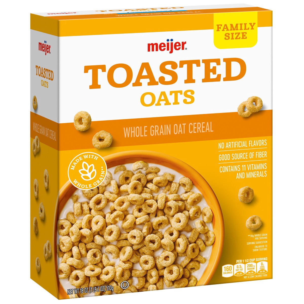 slide 5 of 29, Meijer Toasted Oats Cereal, 18 oz