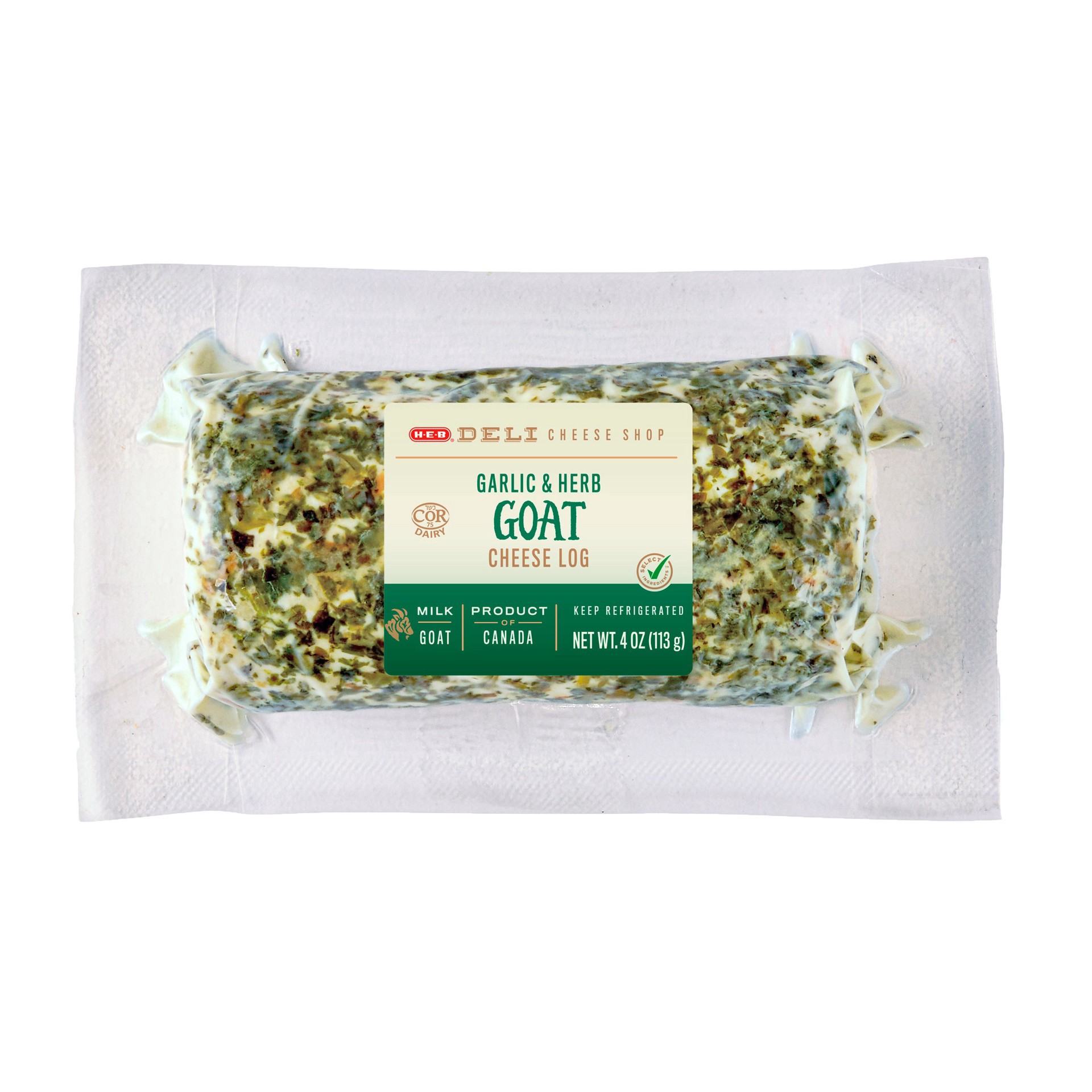 slide 1 of 1, H-E-B Deli Garlic & Herb Goat Cheese Log, 4 oz