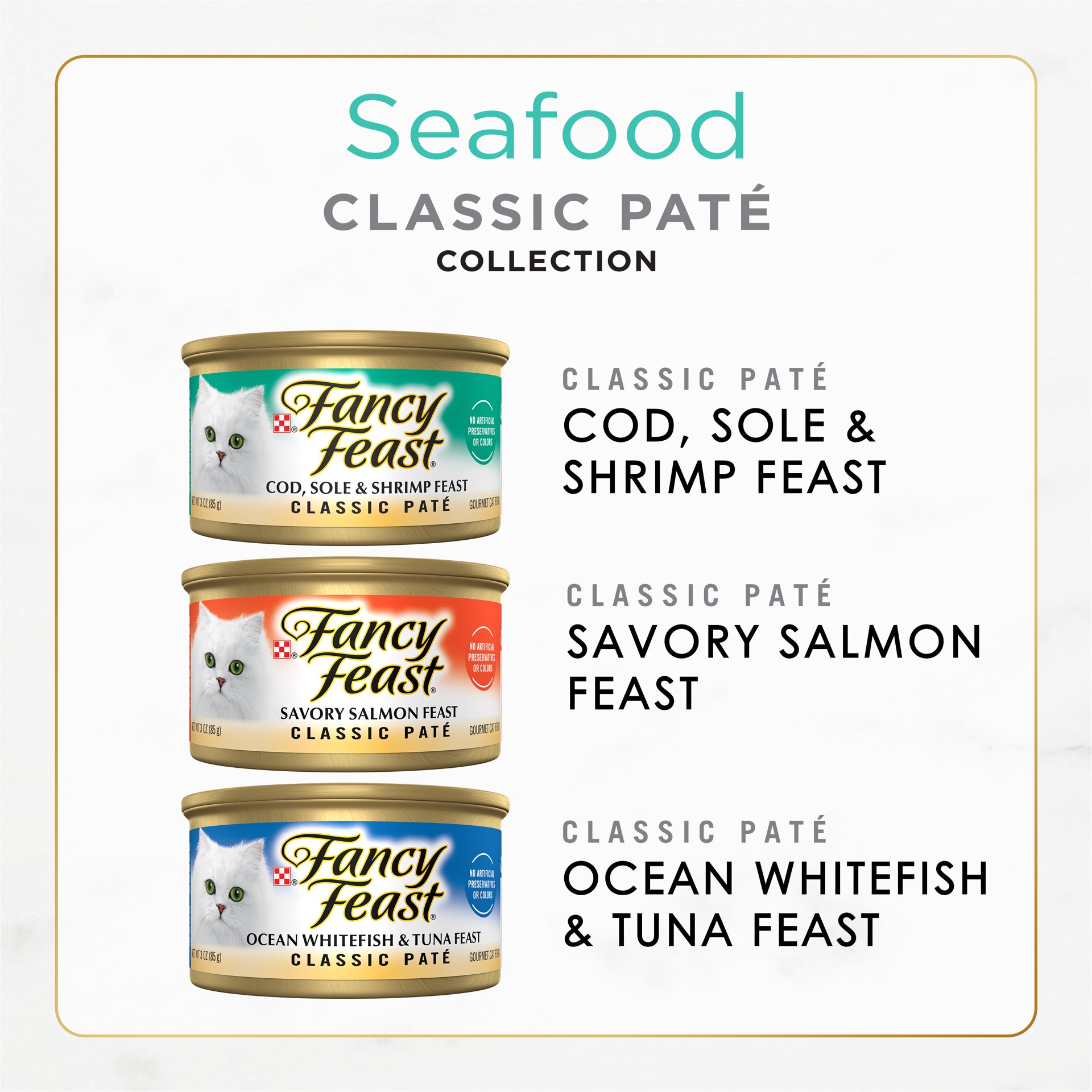 slide 7 of 9, Fancy Feast Seafood Classic Pate Variety Pack, 36 ct