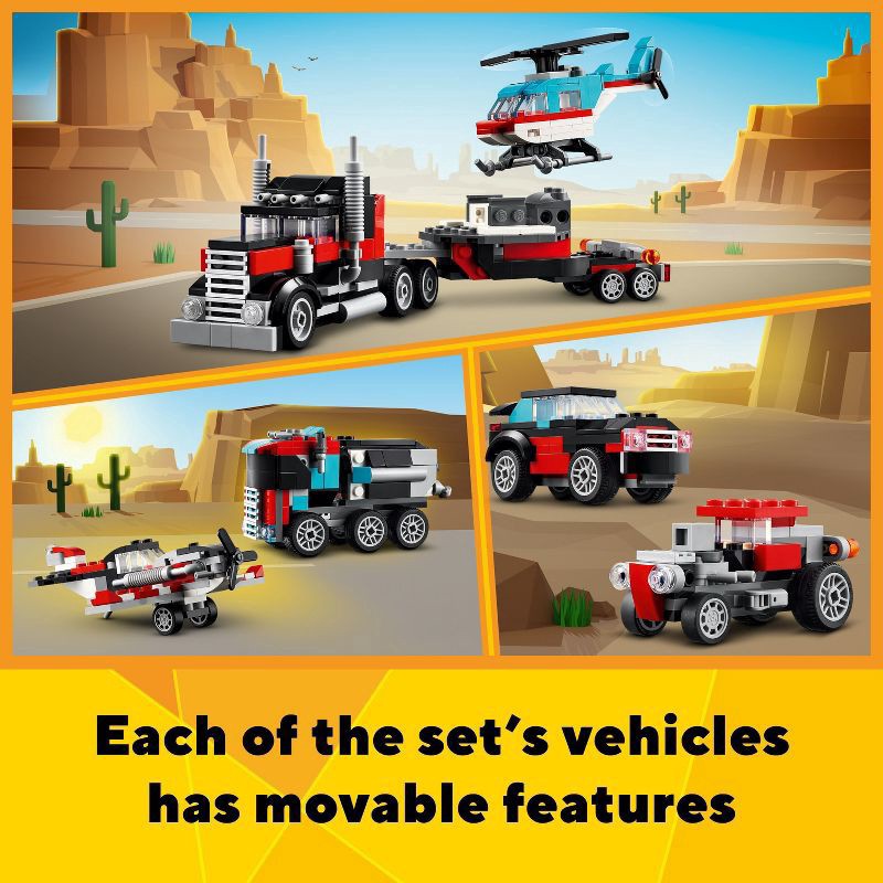 slide 6 of 6, LEGO Creator 3 in 1 Flatbed Truck with Helicopter Toy 31146, 1 ct