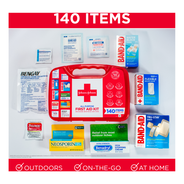 Johnson & Johnson All Purpose First Aid Kit, 140 Pieces 1 ct Shipt
