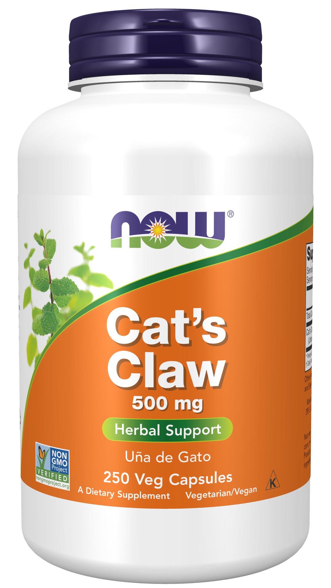 slide 1 of 4, NOW Cat's Claw 500 mg - 250 Veg Capsules, 250 ct