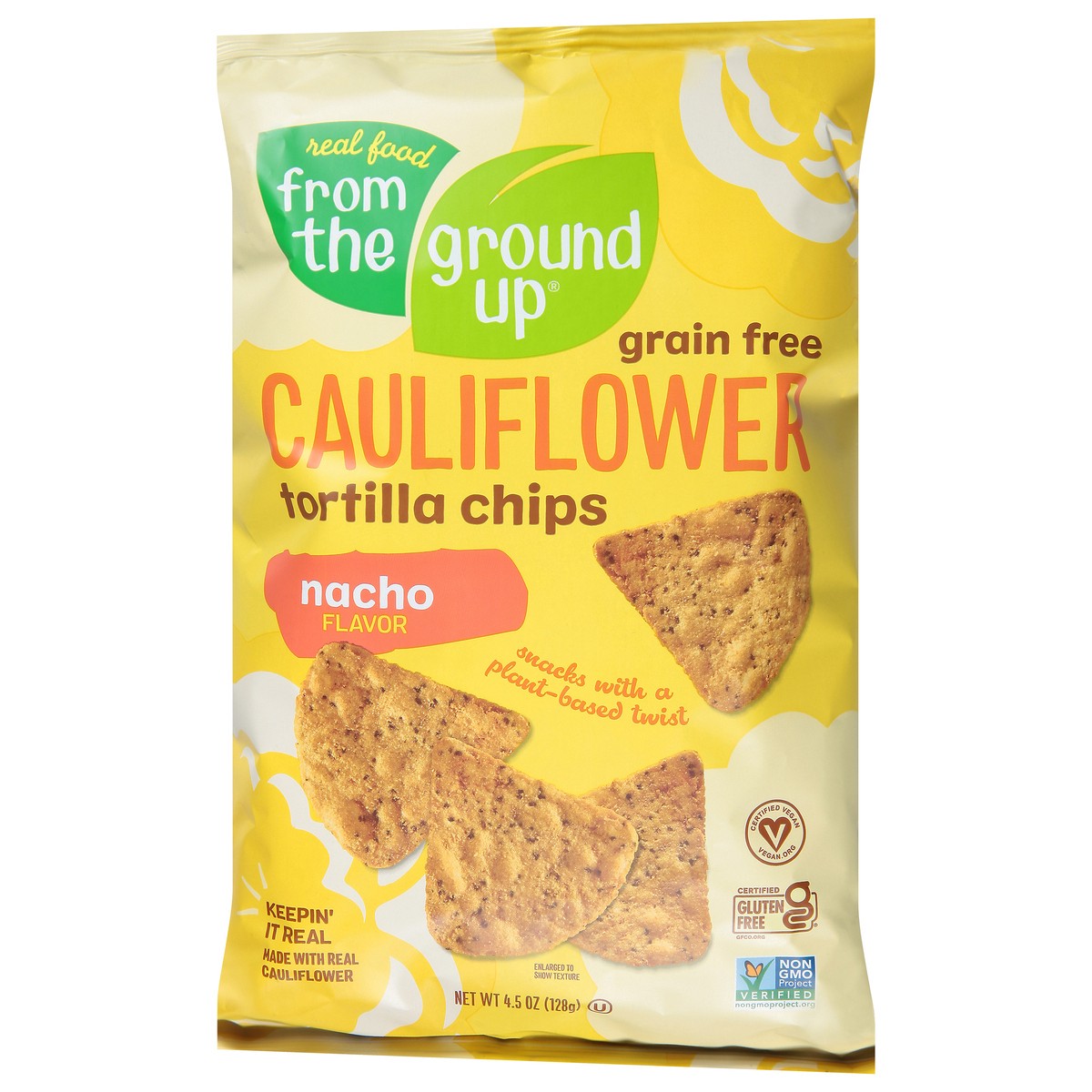 slide 4 of 14, Real Food From the Ground Up Grain Free Cauliflower Nacho Flavor Tortilla Chips 4.5 oz, 4.5 oz