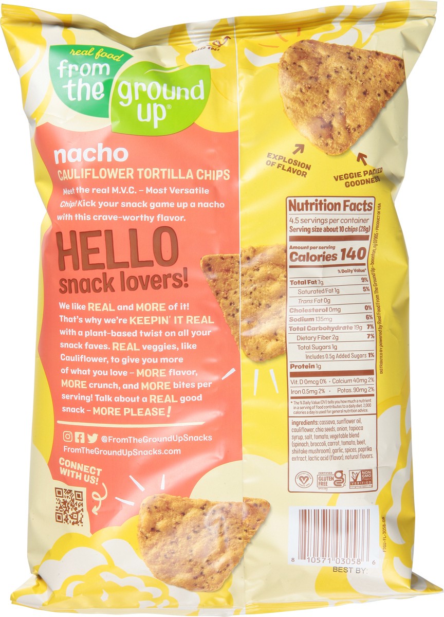 slide 14 of 14, Real Food From the Ground Up Grain Free Cauliflower Nacho Flavor Tortilla Chips 4.5 oz, 4.5 oz