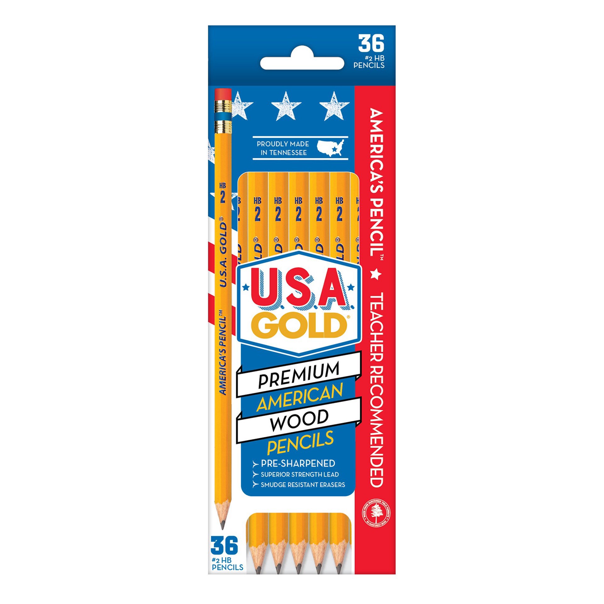 slide 1 of 1, USA Gold 2 HB Premium American Wood Pencils 36 ea, 36 ct