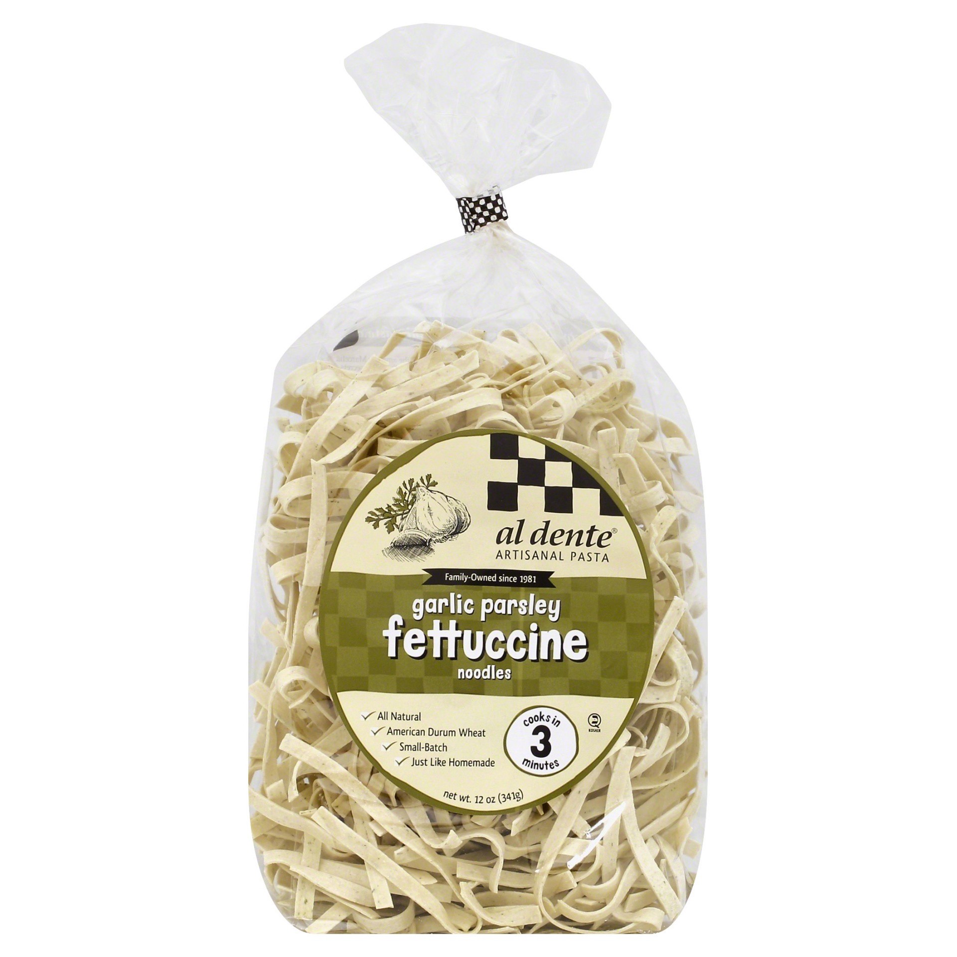 slide 1 of 2, Al Dente Garlic Parsley Fettuccine Noodles, 12 oz