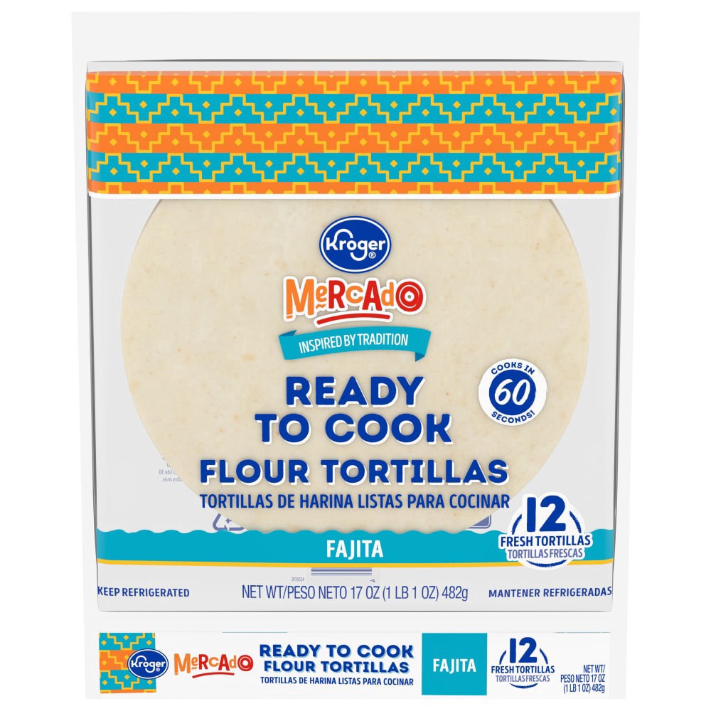 slide 1 of 2, Kroger Mercado Ready To Cook Flour Tortillas, 12 ct