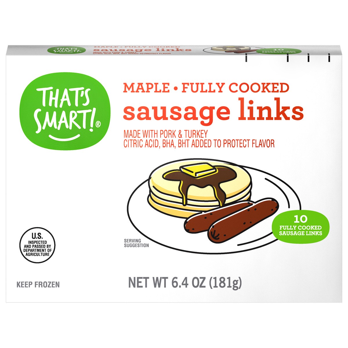 slide 12 of 14, That's Smart! Maple Fully Cooked Sausage Links, 6.4 oz