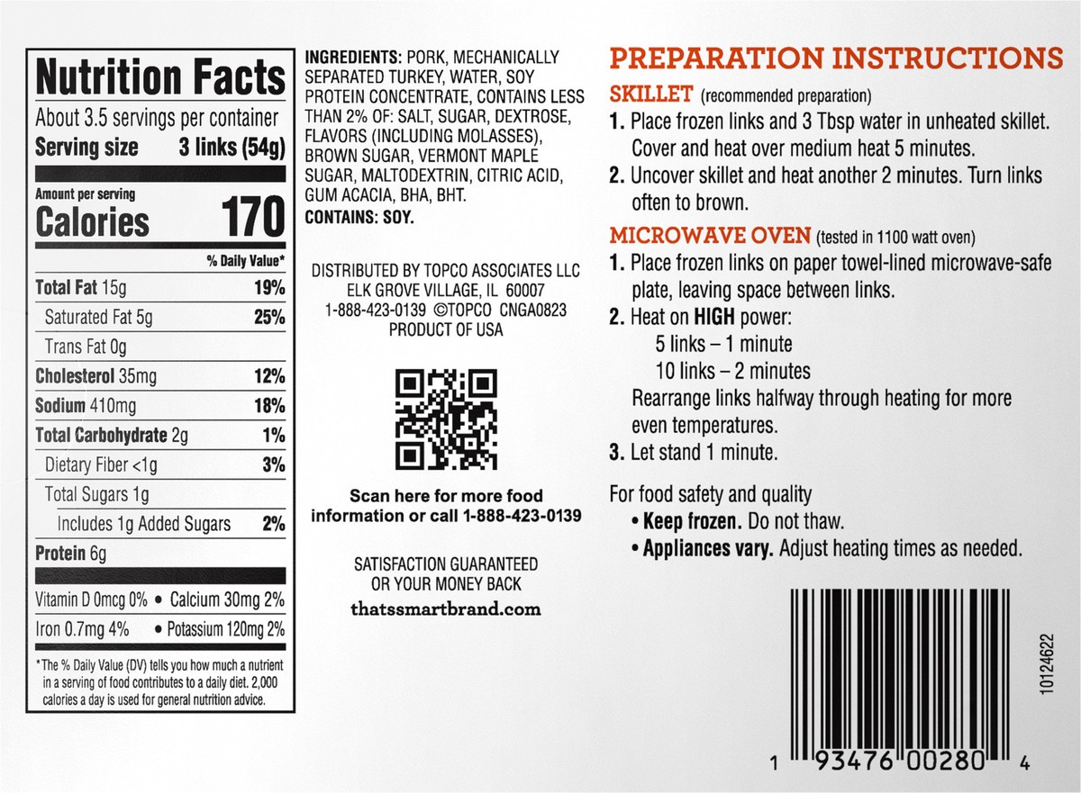 slide 2 of 14, That's Smart! Maple Fully Cooked Sausage Links, 6.4 oz