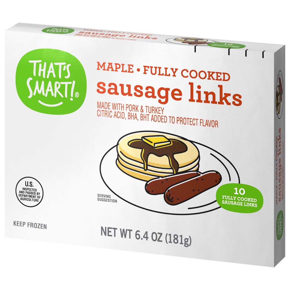 slide 3 of 14, That's Smart! Maple Fully Cooked Sausage Links, 6.4 oz