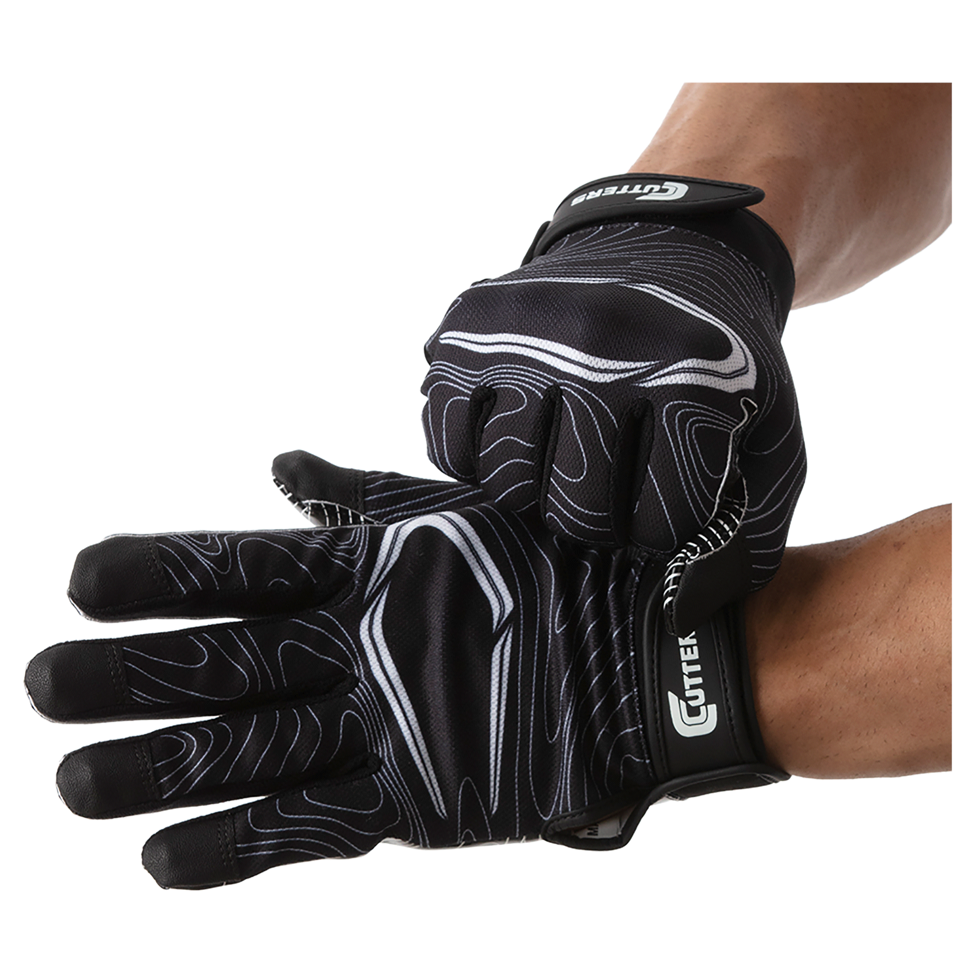 slide 11 of 21, Shock Doctor Cutters Game Day Receiver Gloves, Black Topo, L/XL, LG/XL