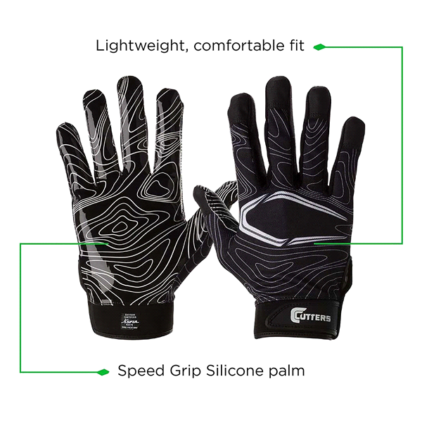 slide 21 of 21, Shock Doctor Cutters Game Day Receiver Gloves, Black Topo, L/XL, LG/XL