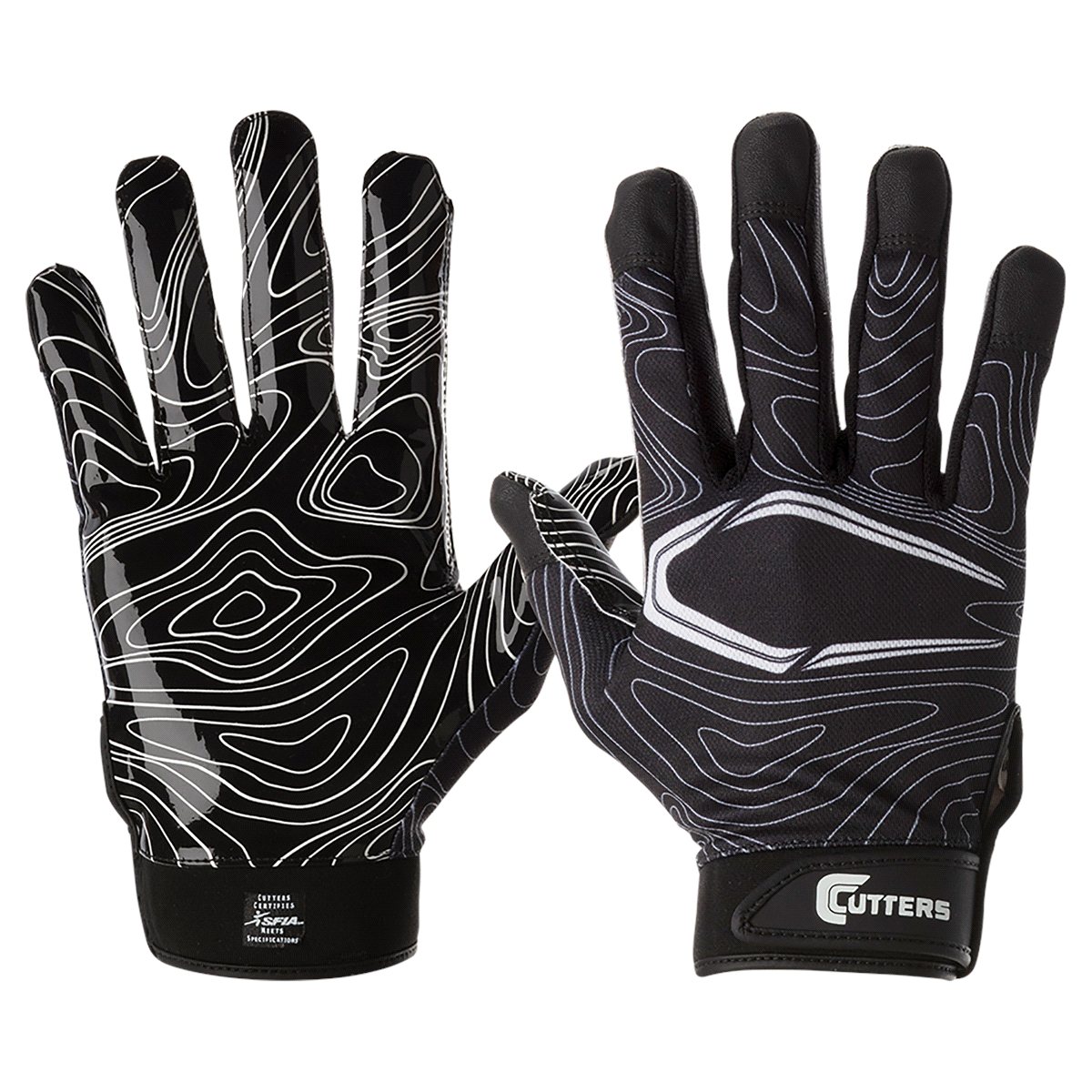 slide 1 of 21, Shock Doctor Cutters Game Day Receiver Gloves, Black Topo, L/XL, LG/XL